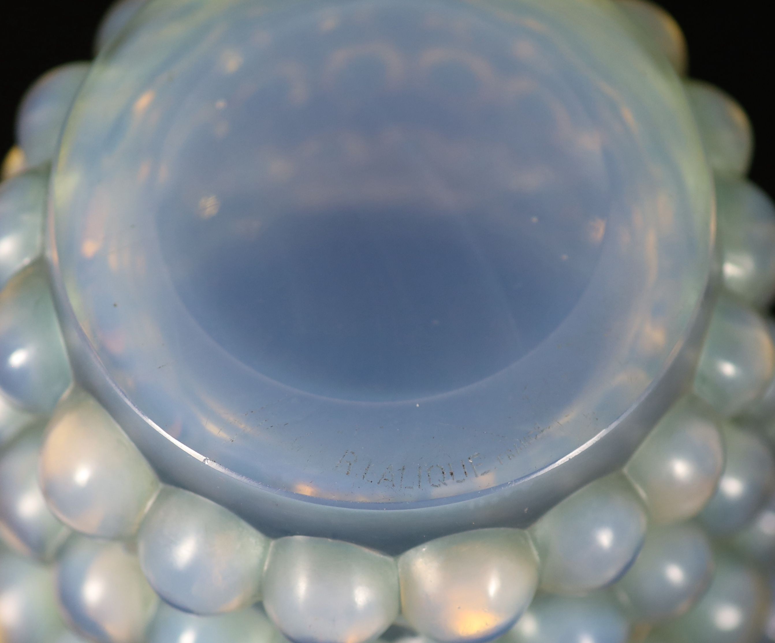 A Lalique Montmorency opalescent glass vase, Marcilhac 1050, model introduced 1930, 20.3 cm high